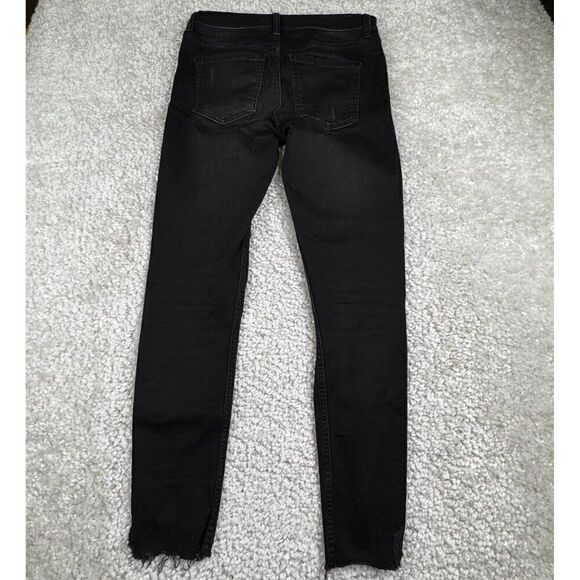Free People Shark Bite Distress Raw Hem Skinny Jeans Black - Picture 3 of 13